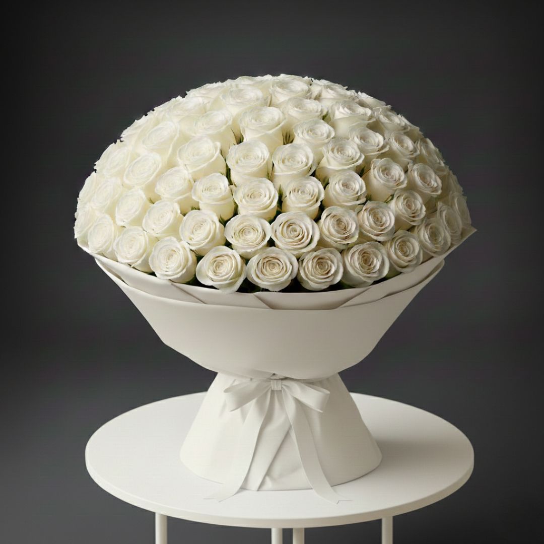 Pure Hearts Bouquet of 500 White Roses