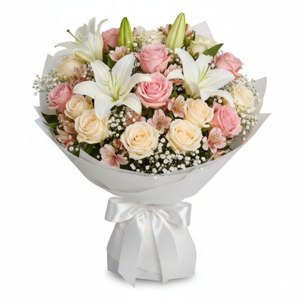 Birthday Bliss – Mixed Roses & Lilies Luxury Birthday Bouquet