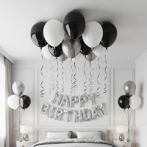 Black & Silver Birthday Room Decoration Set