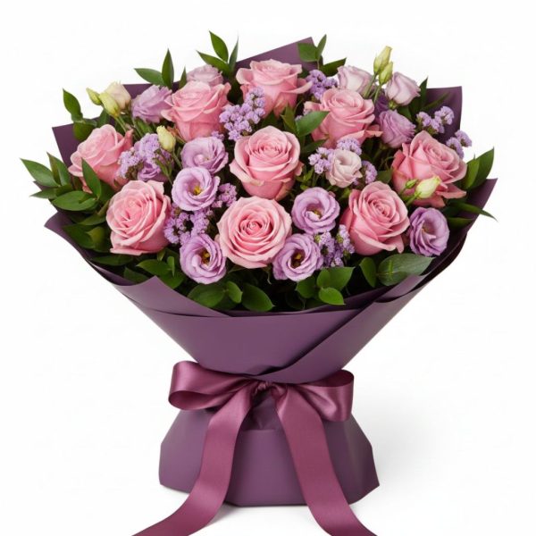 Blush & Bloom – Pink Roses and Eustomas Birthday Flowers