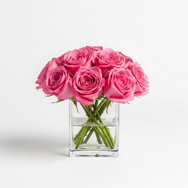 Classic Pink – 10 Roses Vase Arrangement