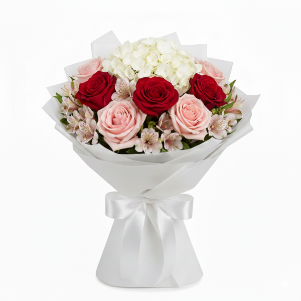 Delicate Charm – Roses & Hydrangea Birthday Bouquet
