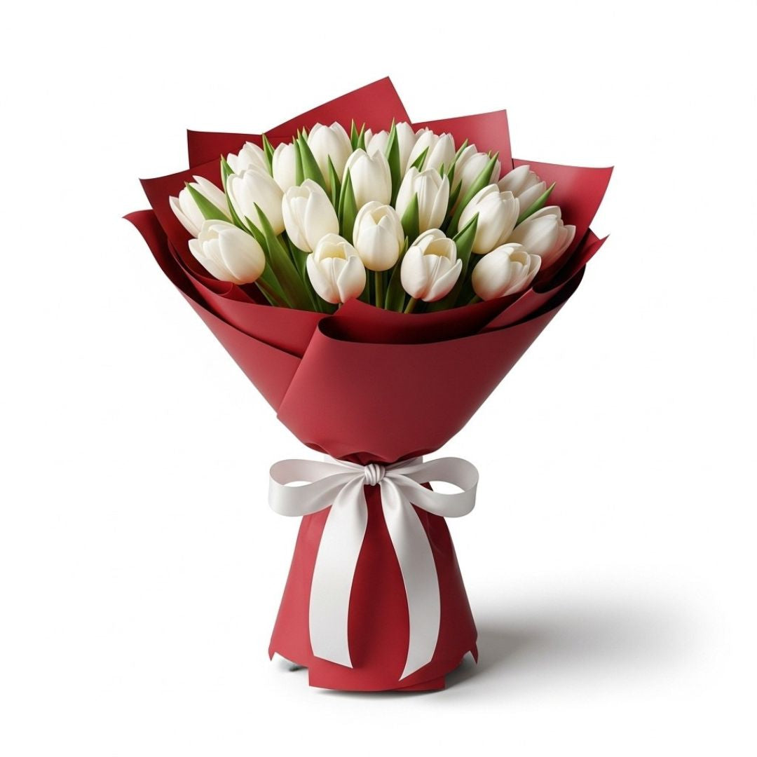 Graceful Love – White Tulips Anniversary Flowers