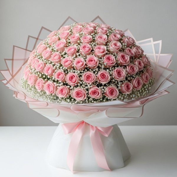 Luxury Blush – 100 Light Pink Roses