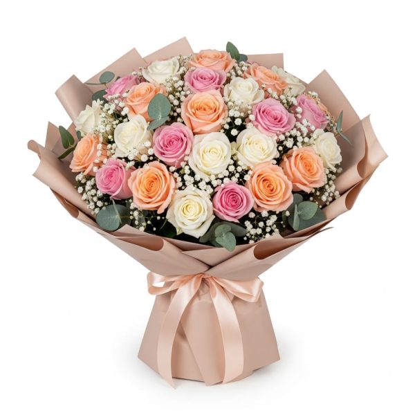 Pastel Delight – 30 Mixed Roses Bouquet