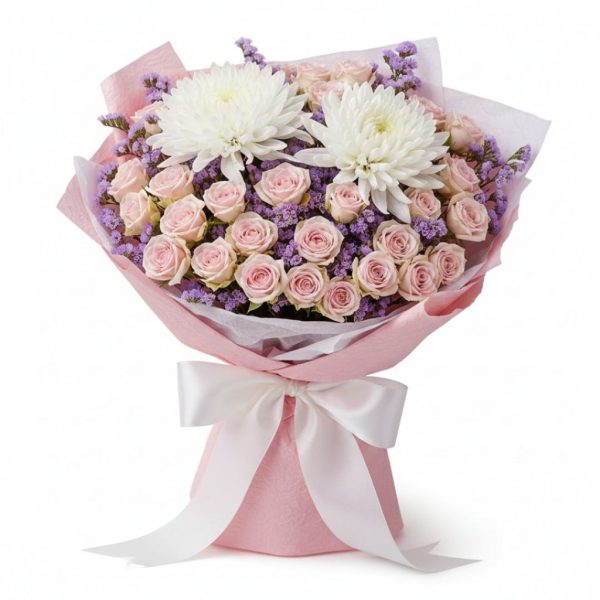 Petals of Joy – Mixed Roses & Chrysanthemums Birthday Arrangement