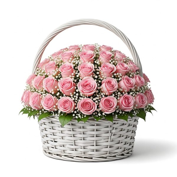 Pink Grace – 40 Roses Basket Arrangement