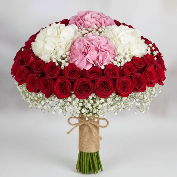Romantic Halo – Red Rose Bridal Arrangement
