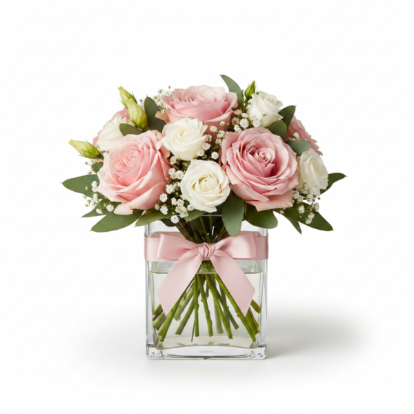 Sweet Blush – Pink Roses Vase