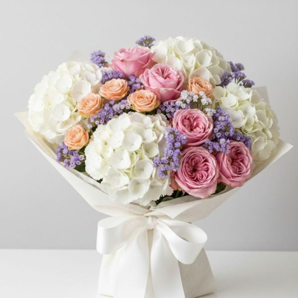 Sweet Whispers- Hydrangea & Roses Birthday Bouquet