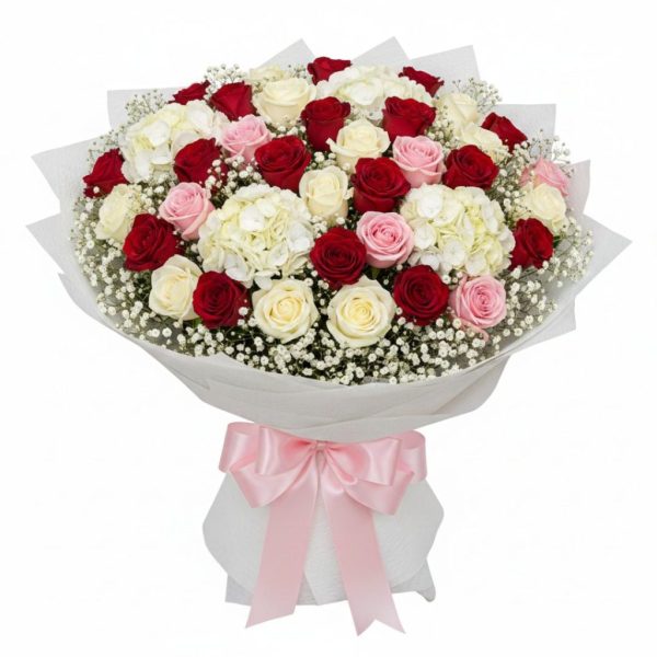 Sweet Devotion – Roses & Hydrangea Anniversary Bouquet