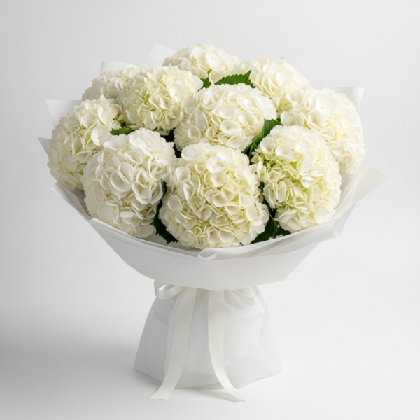 Serene Grace – White Hydrangea Bouquet